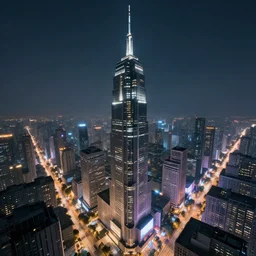 first-person view with Building concept art a beautiful city night with a skyscraper and high buildings and neon lights, on a cyberpunk city, ultra detailed, hyper realistic, octane render, unreal engine, soft cinematic lighting,realistic lense flare,trending in artstation,by Tom Bagshaw, Artgerm,Craig Mullin