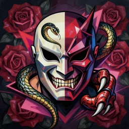 Claw of Street Fighter 4 profile picture by Sachin Teng, asymmetrical, Organic Painting , Claw, Mask, Violent, Dark, Roses Background, Snake Tattoo, Powerful, geometric shapes, hard edges, energetic, graffiti, street art:2 by Sachin Teng:4