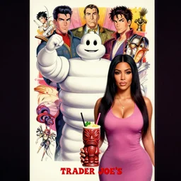 the notorious b. i. g. as a michelin man kim kardashian as trader joe's tiki mug, shaded lighting poster by magali villeneuve, artgerm, jeremy lipkin and michael garmash, rob rey and kentaro miura style, trending on art station