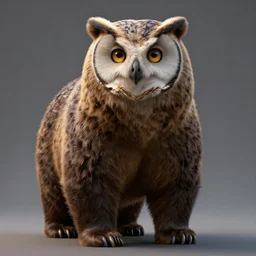 A large magical beast called an Owlbear, the beast has the body of a bear and the head of an owl, 8k, ultra realistic, professional photography