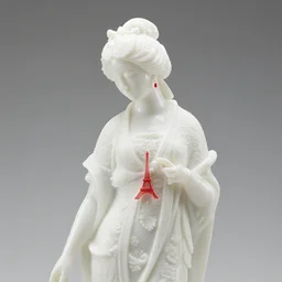 real delicate ceramic porcelain translucent sculpture of a woman with red parisian ornaments, detailed on an intricate white surface by victo ngai and takato yamamoto, micro detail, subsurface scattering, translucent, thin porcelain, octane renderer, white color, physically based rendering, trending on cgsociety