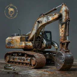 airbrushed filthy rugated snake massive land excavation machine industrial giant dipped in mercury alex ross, simon bisley fine art masterpiece baked at 3 0 0 f, matte painting, cold lighting, aged with patina, rusted, award winning horror, photorealistic render, cinematic