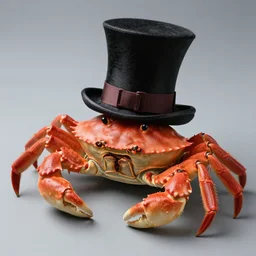 crab wearing a top hat