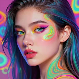 beautiful, young woman, detailed gorgeous face, vaporwave aesthetic, synthwave, colorful, psychedelic, artstation, concept art, smooth, extremely sharp detail, finely tuned detail, ultra high definition, 8 k, unreal engine 5, ultra sharp focus, illustration, art by artgerm mary dimova, jim lee, greg rutkowski and alphonse mucha