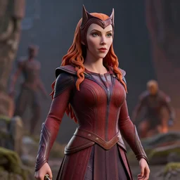 a 3 d sculpture of scarlet witch, nostalgia, very detailed texture, realistic shaded lighting, studio quality, digital art, dynamic background, unreal engine 5 rendered, octane rendered, pinnacle studio, naturel, trending on artstation, art style by ilya kuvshinov, katsuhiro, artgerm, jeremy lipkin, michael garmash, nixeu