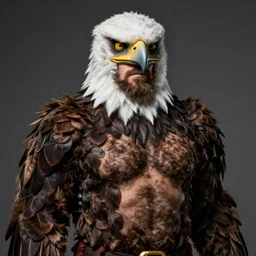 hairy man in eagle costume