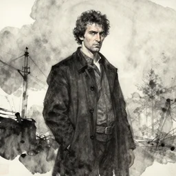 ink wash painting, by jama jurabaev, greg rutkowski, artstation, cinematic shot