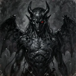 Albedo the dark black devil from Overlord, oil on canvas, noir effect, trending on artstation, by J. C. Leyendecker and Ghibli, octane