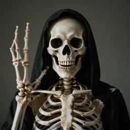 skeleton man sees through his plan with his skeleton eyes