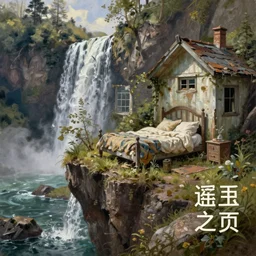 an abandoned bedroom on the edge of a cliff, as an oil painted book cover illustration, surrounded by waterfalls, dnd environment, cottagecore, concept art, readability, extremely detailed, sharp focus, art by brothers hildebrandt