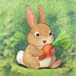 a happy rabbit eating a carrot in the garden, studio Ghibli, picture book cover illustration, Pixar and Disney animation, sharp, watercolor by Greg Rutkowski
