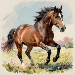 illustration, horse, dynamic composition, detailed, matte print, dynamic perspective, colorful modern, by vladimir kush