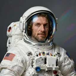 portrait of an astronaut. hyperdetailed thomas kinkade canaletto renaissance painting pre - raphaelitism retro unreal engine iridescent matte background 8 k hd resolution