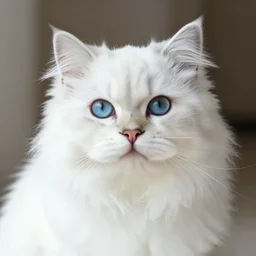 beautiful white himalayan cat with ice blue eyes