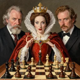 a highly detailed beautiful portrait of the queen of chess, by gregory manchess, james gurney, james jean