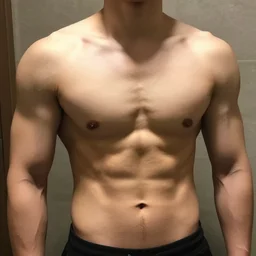 a hot shirtless 4 0 years old man with abs and bisceps