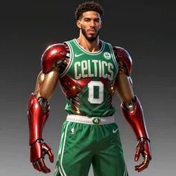 boston celtics Jaylen Tatum as a ironman cyborg humanoid, digital art, trending on artstation