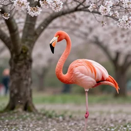 a flamingo in a cherry blossom forest, mandy jurgens, 4 k, high quality