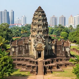 ancient temple ruins in modern city