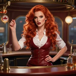 epic professional digital art of stunningly gorgeous canadian female starship bartender redhead, by leech hannigan, iris van herpen, artstation, cgsociety, wlop, epic, much wow, much detail, gorgeous, detailed, masterpiece