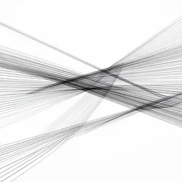 black geometric lines drawn across a 3-dimensional space, white background