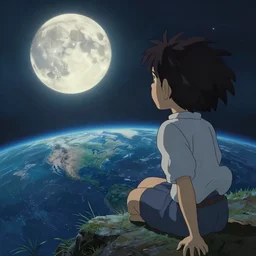 a highly detailed matte painting of a girl watching moon crashing to earth by studio ghibli, makoto shinkai, by artgerm, by wlop, by greg rutkowski, volumetric lighting, octane render, 4 k resolution, trending on artstation, masterpiece