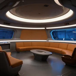 cinematic, interior of ten forward futuristic lounge in star trek