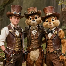 alvin, simon, theodore chipmunk as real people, steampunk
