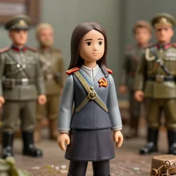 closeup of a tin toy greta thunberg as a retro heroic russian soviet general, nicoletta ceccoli, mark ryden, lostfish, max fleischer, depth of field, detailed and intricate environment, 8 k resolution, hyperrealistic, octane render