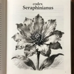 a page from codex seraphinianus of an alien flower