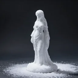 female statue made of snow, studio light, dark background, 3 5 mm photography