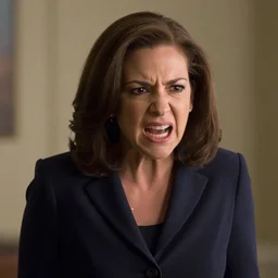 Movie still of Sheryl Sandberg depicted as a raging angry woman in Facebook The Movie (2017), directed by Steven Spielberg