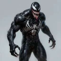 venom by trevor henderson, horror, hyperrealistic, creepy art, character concept, digital paintting, concept art, artstation, 4 k
