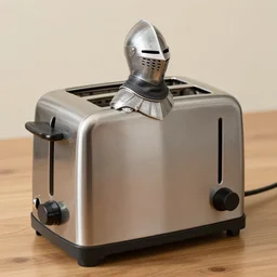 toaster wearing a knight's armor