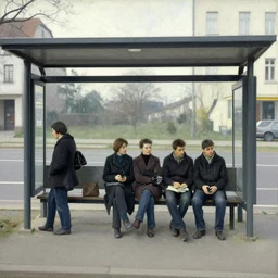 people waiting at a bus stop by otto dix