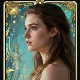 side portrait of imogen poots, paladin, fine - face, realistic shaded perfect face, fine details, gloomhaven, octane render, unreal engine, anime, tarot card, art nouveau, luminescent, illustration concept art, bokeh, comic, very anime style, by realistic shaded, poster by ilya kuvshinov katsuhiro, artgerm, jeremy lipkin and michael garmash