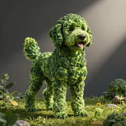 big labradoodle made completely out of broccoli