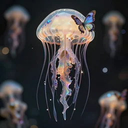 perfectly-centered-Portrait of skull jellyfish butterfly phoenix. intricate. by Tooth Wu and wlop and beeple and dan mumford and greg rutkowski. octane render. depth of field, bokeh. iridescent accents
