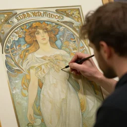 an artist giving up on a piece, deep focus, intricate, elegant, highly detailed, digital painting, artstation, concept art, matte, sharp focus, illustration, art by artgerm and greg rutkowski and alphonse mucha