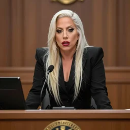 lady gaga in a courtroom suing the hamburgler