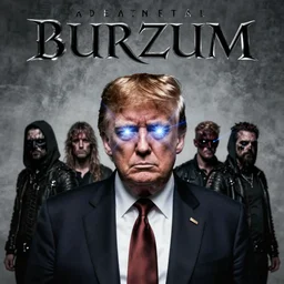 ( ( ( a death metal album cover ) from the band burzum ) ( ( of donald trump ) with laser eyes ) ( 8 k ) ( trending on artstation )