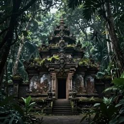 temple in jungle, dark fantasy