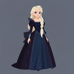 a beautiful digital illustration of gothic elsa, shoulder length hair, gothic princess royal portrait on a throbe, flat art, sharp focus, ilya kuvshinov