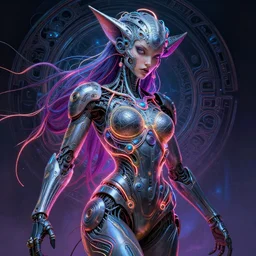 zulu cyborg princess,covered in neon wire, insane, intricate, highly detailed, digital painting, artstation, concept art, smooth, sharp focus, illustration, Unreal Engine 5, 8K, art by artgerm and greg rutkowski and alphonse mucha