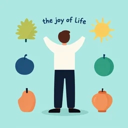 the joy of life, a simple vector based illustration, by ross tran, 4 elements
