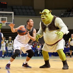 Walter white playing basketball against shrek
