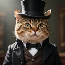 portrait of a catfish dressed in a waistcoat and top hat, highly detailed, fantasy, godrays, cinematic lighting, close up, volumetric, realistic, digital art by greg rutkowski