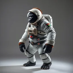 studio photo still of a full body gorilla in a space suit, 8 k, studio lighting, key light from right side,