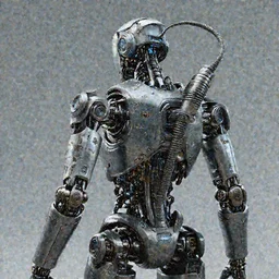 robot attached by a heavy, mechanical, industrial penumatic cable, the cable is attached to her back, scifi,  octane render