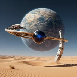 intergalactic stargate portal on a planet with a desert in the background by rob gonsalves